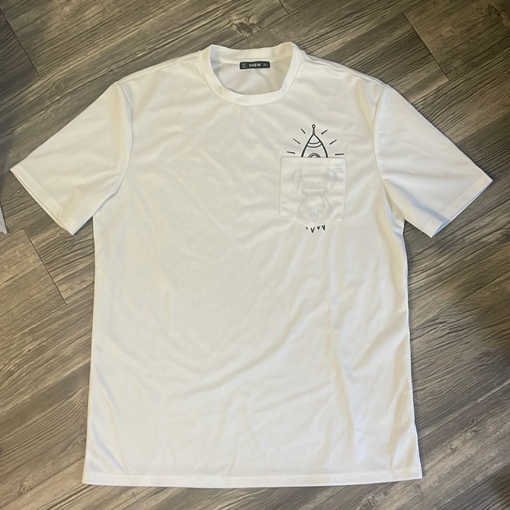 SHEIN white mens shirt large with rocket pocket